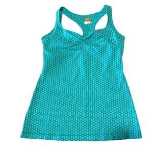 Lucy Turquoise Racerback Active Athletic Tank Top Sz: S Floral Print